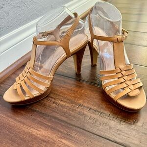 Beautiful Franco Sarto Leather Martin Strappy Sandal Heels